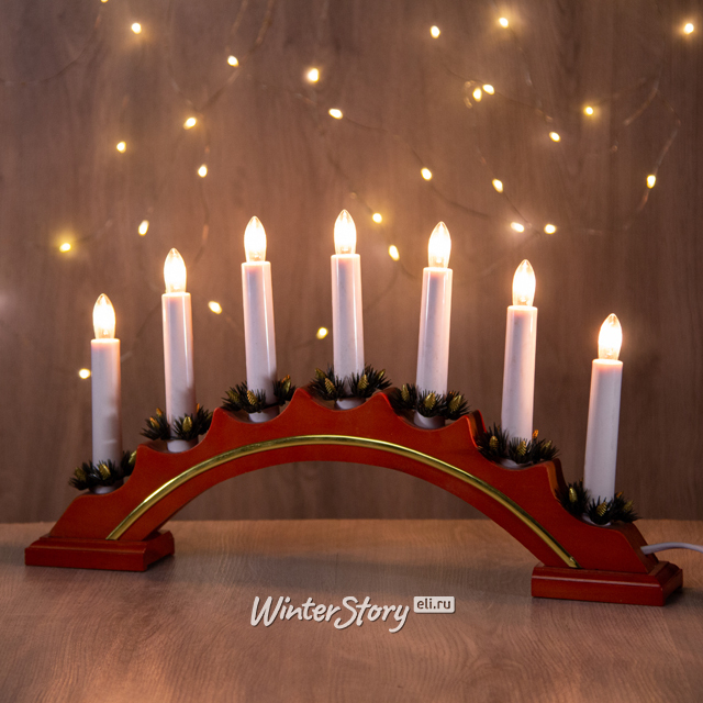 Рождественская горка Лапландия 40*34 см белый, 7 электрических свечей, отзывы