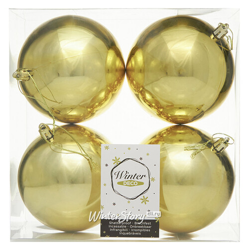 Набор пластиковых шаров Liberty 10 см, 4 шт, королевский золотой глянцевый Winter Deco