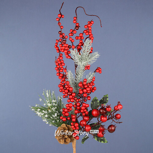 Декоративная ветка с ягодами и шишками Arrana 54 см Edelman