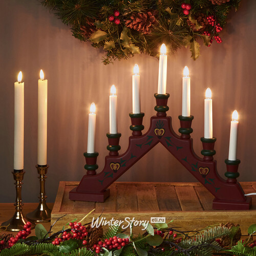Рождественская горка Лапландия 40*34 см белый, 7 электрических свечей фото