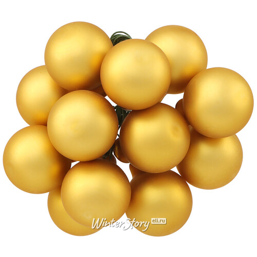 Гроздь из 12 стеклянных шаров на проволоке 2.5 см, насыщенно золотой матовый Winter Deco
