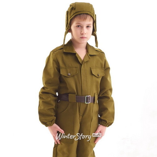 Детский военный костюм для мальчика (гимнастерка 116-122 см и пилотка 50-52) ткань хб