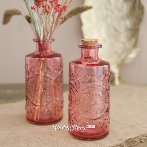 Стеклянная ваза-бутылка Berlin 21 см розовая Ideas4Seasons