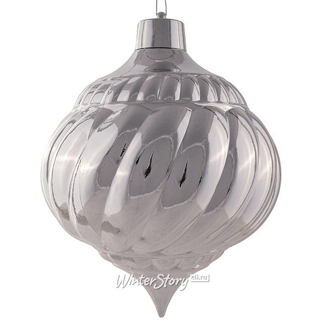 Пластиковый шар Bulbous 23 см серебряный Winter Deco