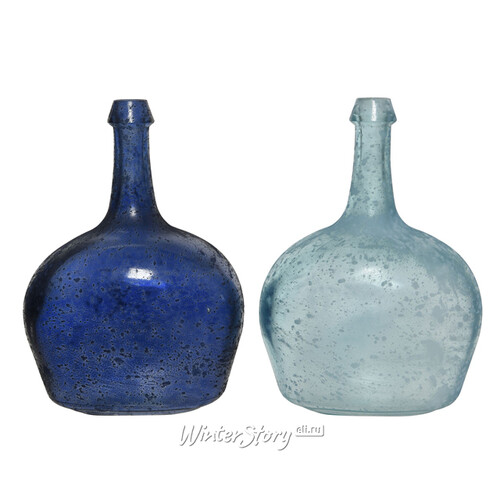 Декоративная бутылка Корфу 26 см голубая, стекло Kaemingk