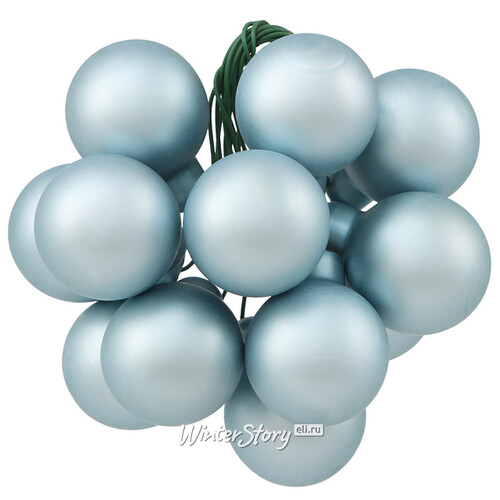 Гроздь стеклянных шаров на проволоке 2.5 см misty blue матовый, 12 шт Kaemingk