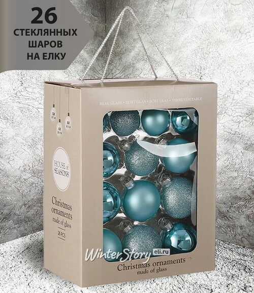 Набор стеклянных шаров Blanchett - Turquoise Waves 5-7 см, 26 шт Christmas Deluxe