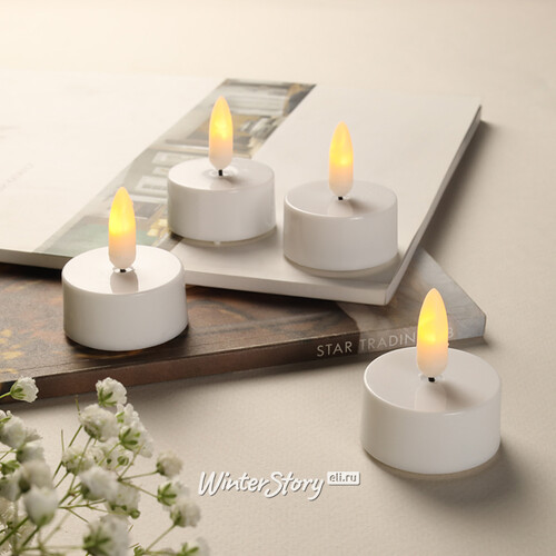 Чайная светодиодная свеча с имитацией пламени Allure Blanc 4 шт, на батарейках Koopman
