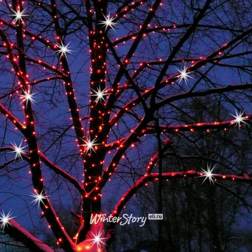 Гирлянды на дерево Клип Лайт Quality Light 100 м, 1000 красных LED ламп, с мерцанием, прозрачный ПВХ, IP44 BEAUTY LED
