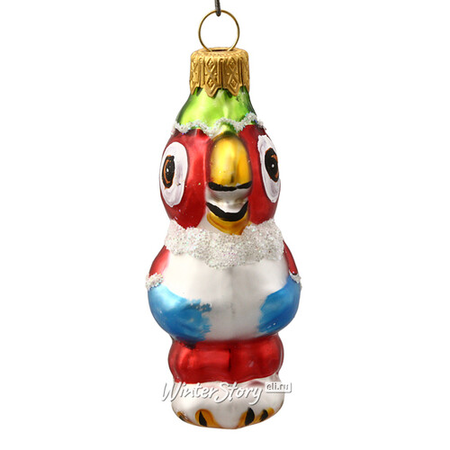 Елочная игрушка Попугай 13 см Стекло Новогодний декоp