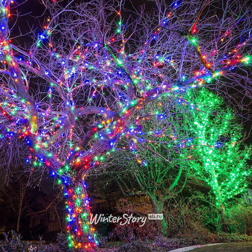 Гирлянды на дерево Клип Лайт Quality Light Cap 60 м, 600 разноцветных LED ламп, прозрачный ПВХ, IP65 BEAUTY LED