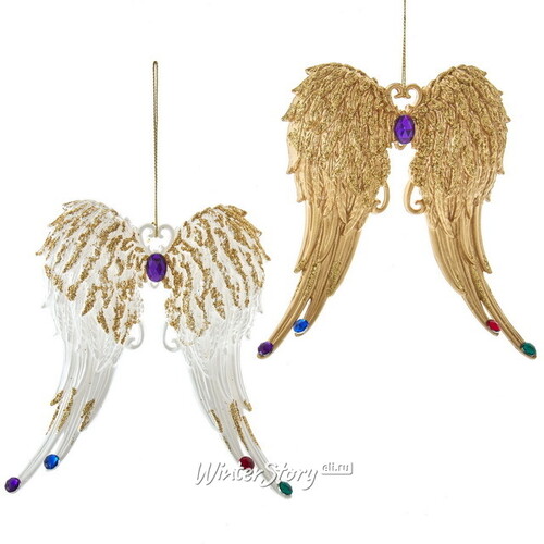 Елочная игрушка Golden Charm: Angel Wings 14 см золотая, подвеска Kurts Adler