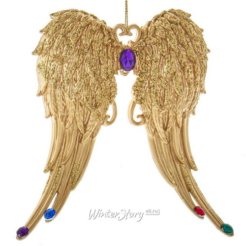 Елочная игрушка Golden Charm: Angel Wings 14 см золотая, подвеска Kurts Adler