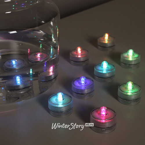 Плавающие светодиодные свечи 3 см, 2 шт с разноцветным свечением на батарейках Koopman