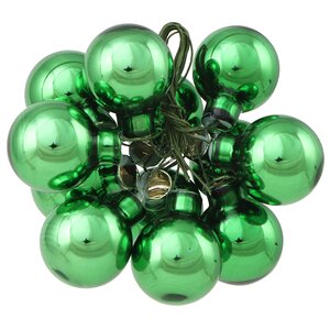 Гроздь из 12 стеклянных шаров на проволоке 2.5 см, рождественский зеленый глянцевый Winter Deco фото 2