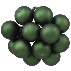 Гроздь из 12 стеклянных шаров на проволоке 2.5 см, зеленый бархат матовый Winter Deco фото 1