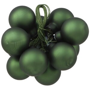 Гроздь из 12 стеклянных шаров на проволоке 2.5 см, зеленый бархат матовый Winter Deco фото 2