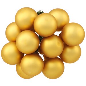 Гроздь из 12 стеклянных шаров на проволоке 2.5 см, насыщенно золотой матовый Winter Deco фото 1