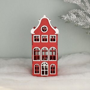 Домик с подсветкой Амстердам 27 см красный Christmas Apple фото 4