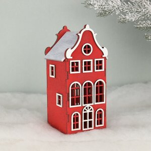 Домик с подсветкой Амстердам 20 см красный Christmas Apple фото 5