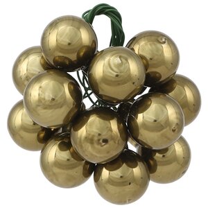 Гроздь стеклянных шаров на проволоке 2 см оливковый бархат глянцевый, 12 шт Kaemingk фото 1