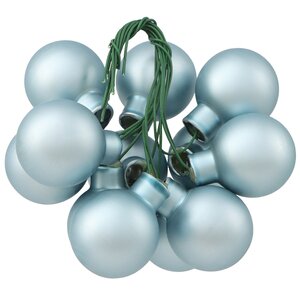 Гроздь стеклянных шаров на проволоке 2.5 см misty blue матовый, 12 шт Kaemingk фото 2