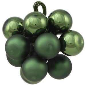 Гроздь стеклянных шаров на проволоке 2 см зеленый бархат mix, 10 шт Winter Deco фото 1