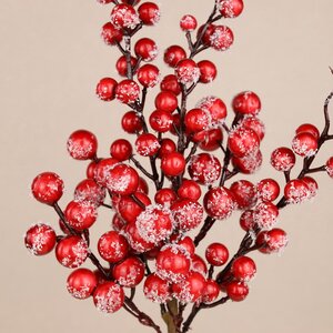 Декоративная ветка с ягодами Твинки 36 см, заснеженная Christmas Deluxe фото 2