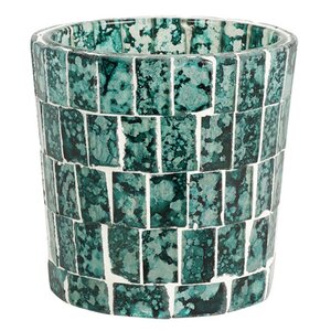 Стеклянный подсвечник Malachite Mosaic 6 см бирюзовый Koopman фото 1