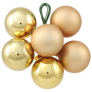 Гроздь стеклянных шаров на проволоке 3 см золотой mix, 6 шт Koopman фото 1