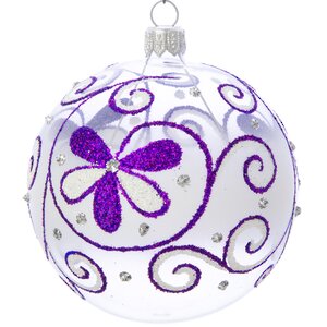 Стеклянный елочный шар Джулия 8 см, фиолетовый узор Фабрика Елочка фото 1