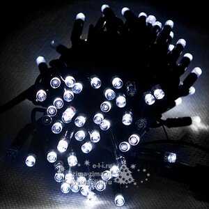 Светодиодная гирлянда 24V Legoled 100 холодных белых LED ламп 10 м, мерцание, черный КАУЧУК, соединяемая, IP44 BEAUTY LED фото 1