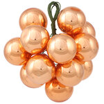 Гроздь из 12 стеклянных шаров на проволоке 2.5 см, оранжевый шелк глянцевый