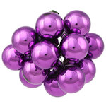 Гроздь из 12 стеклянных шаров на проволоке 2.5 см, фиолетовый бархат глянцевый