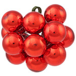 Гроздь из 12 стеклянных шаров на проволоке 2.5 см, красный глянцевый