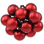 Гроздь из 12 стеклянных шаров на проволоке 2.5 см, бордовый глянцевый