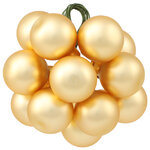 Гроздь из 12 стеклянных шаров на проволоке 2.5 см, золотой матовый