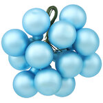 Гроздь из 12 стеклянных шаров на проволоке 2.5 см, голубой матовый