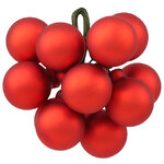 Гроздь из 12 стеклянных шаров на проволоке 2.5 см, красный матовый