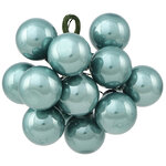 Гроздь из 12 стеклянных шаров на проволоке 2.5 см, нежно-голубой глянцевый