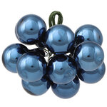 Гроздь из 12 стеклянных шаров на проволоке 2.5 см, синий бархат глянцевый