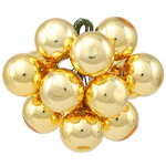 Гроздь из 12 стеклянных шаров на проволоке 2.5 см, насыщенно золотой глянцевый