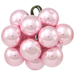 Гроздь из 12 стеклянных шаров на проволоке 2.5 см, благородная розовая эмаль
