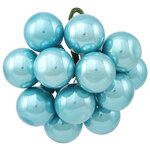 Гроздь из 12 стеклянных шаров на проволоке 2.5 см, арктическая голубая эмаль
