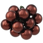Гроздь из 12 стеклянных шаров на проволоке 2.5 см, шоколадный трюфель глянцевый