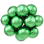 Гроздь из 12 стеклянных шаров на проволоке 2.5 см, рождественский зеленый глянцевый