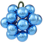 Гроздь из 12 стеклянных шаров на проволоке 2.5 см, синий королевский глянцевый