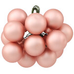 Гроздь из 12 стеклянных шаров на проволоке 2.5 см, нежно-розовый матовый