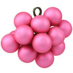 Гроздь из 12 стеклянных шаров на проволоке 2.5 см, розовый матовый
