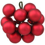 Гроздь из 12 стеклянных шаров на проволоке 2.5 см, бордовый матовый